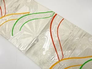 アンティーク　流水に片輪車模様織り出し袋帯（材料）